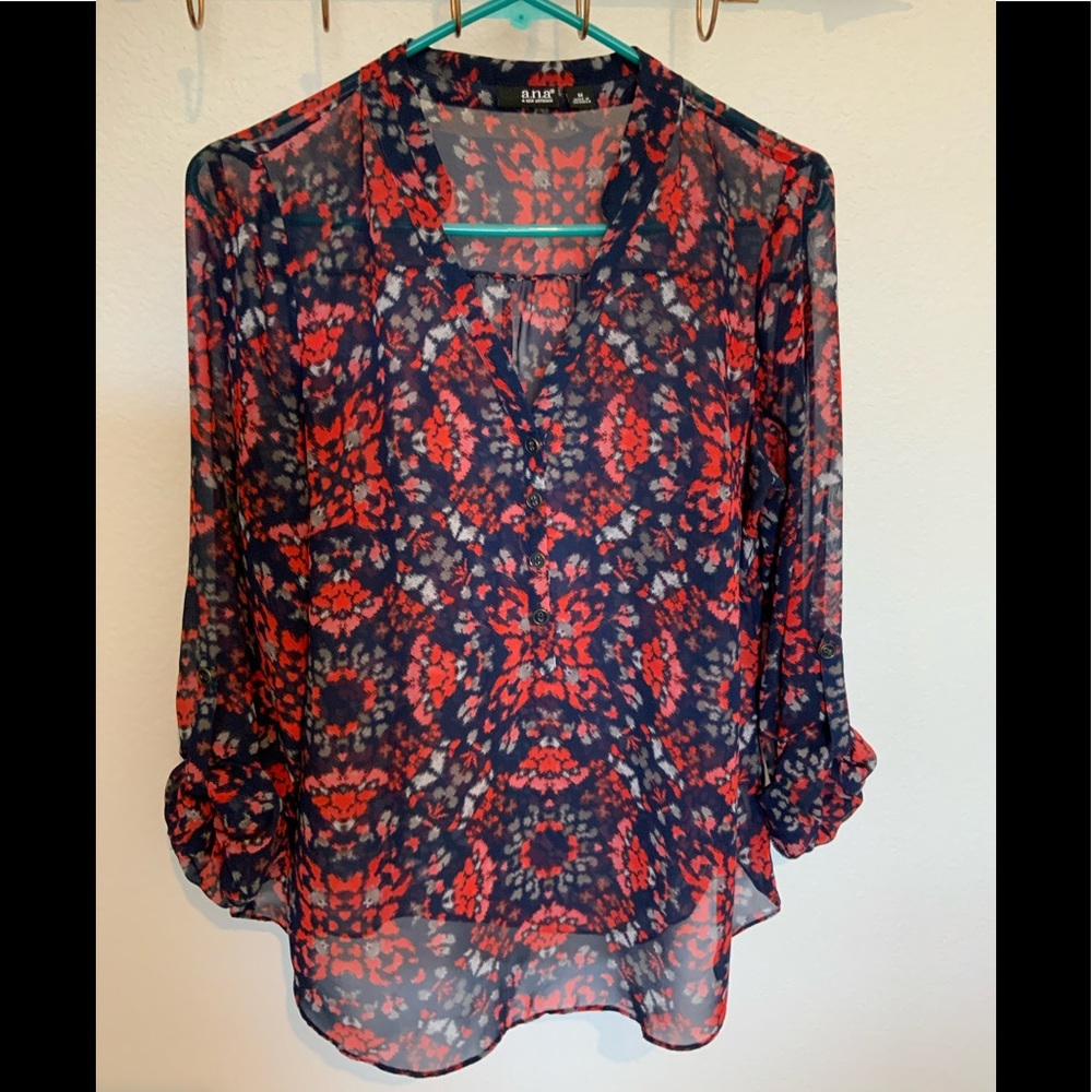 Ana Sheer Blouse Size M